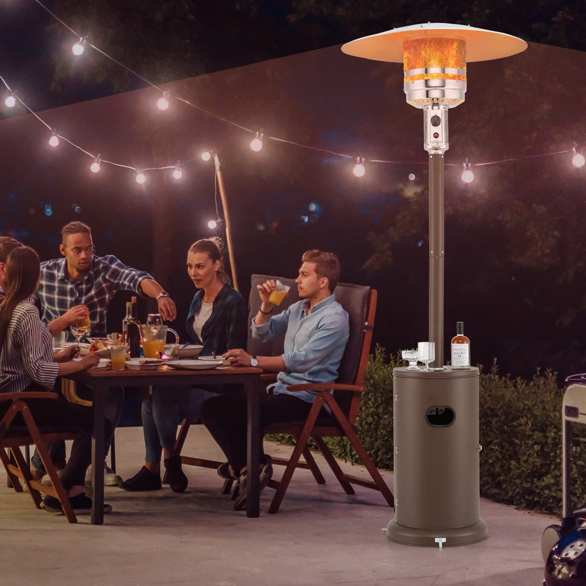 50000 BTU Propane Patio Heater with Round Table Design-Brown view 2