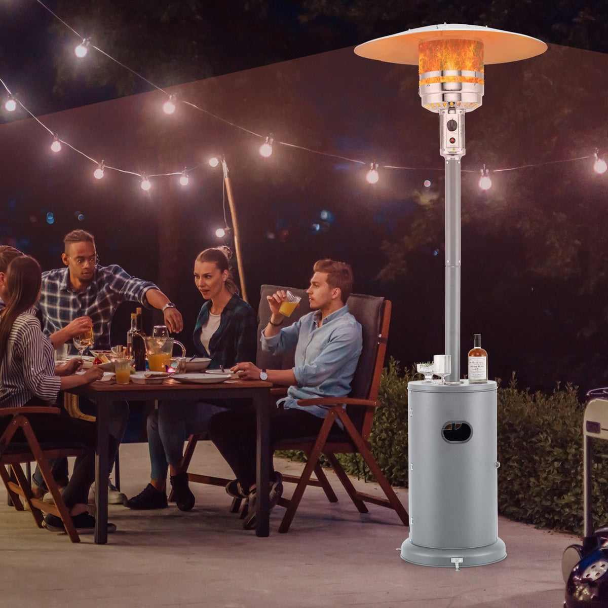 50000 BTU Propane Patio Heater with Round Table Design-Gray view 2