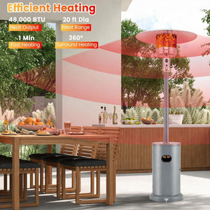 50000 BTU Propane Patio Heater with Round Table Design-Gray view 7