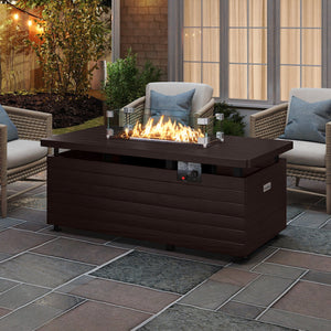 51 Inch Propane Fire Pit Table with Removable Lid-Brown view 3