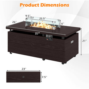 51 Inch Propane Fire Pit Table with Removable Lid-Brown view 4