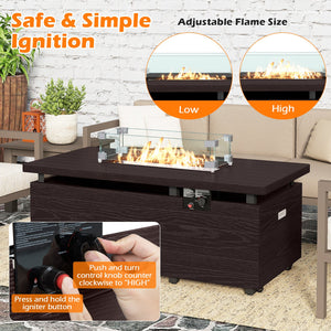 51 Inch Propane Fire Pit Table with Removable Lid-Brown view 6