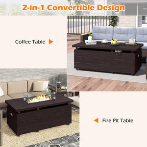 51 Inch Propane Fire Pit Table with Removable Lid-Brown view 8