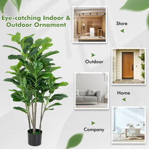 51 Inch 2-Pack Artificial Fiddle Leaf Fig Tree for Indoor and Outdoor view 3