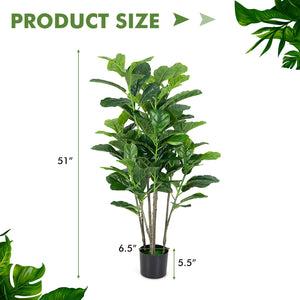 51 Inch 2-Pack Artificial Fiddle Leaf Fig Tree for Indoor and Outdoor view 4