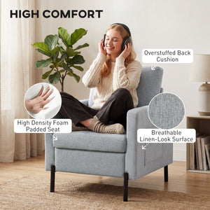 Accent Chair Modern Upholstered Armchair with Side Pockets and Cushion for Bedroom, Living Room, Beige – view 24