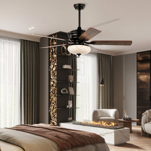 52 Inch Ceiling Fan with 3 Wind Speeds and 5 Reversible Blades-Black view 6