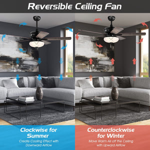 52 Inch Ceiling Fan with 3 Wind Speeds and 5 Reversible Blades-Gray view 3