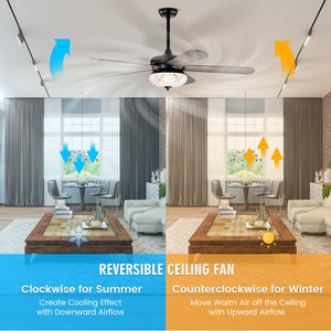 52 Inches Ceiling Fan with Remote Control-Oak view 8