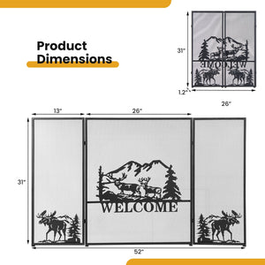 52 x 31 Inch Fireplace Screen-Black view 5
