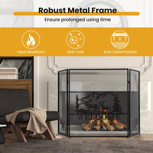 52 x 31 Inch Fireplace Screen-Black view 6