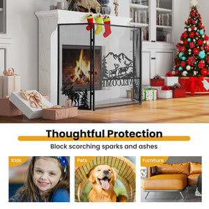52 x 31 Inch Fireplace Screen-Black view 7
