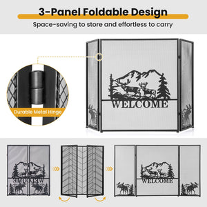52 x 31 Inch Fireplace Screen-Black view 8
