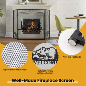 52 x 31 Inch Fireplace Screen-Black view 9