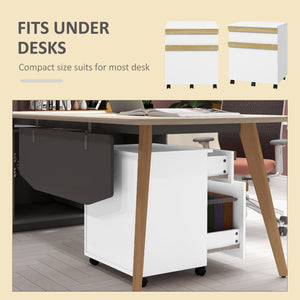 Mobile Filing Cabinet with 2 Drawers, Office Storage Cabinet with 5 Wheels, Black Wood Grain