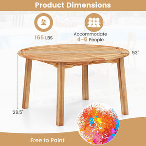 53 Inch Outdoor Acacia Wood Dining Table for 4-6 People view 5