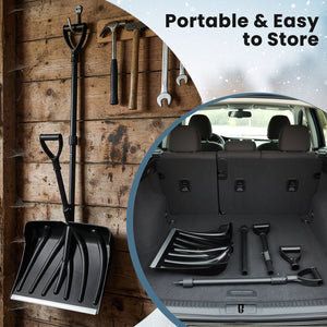 53 Inch Snow Shovel with Assist Handle for Driveway Car Garage Camping-Black view 9