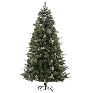 HOMCM 6FT Artificial Christmas Snow Pine Tree Holiday Home Xmas Decoration with Automatic Open, Pinecone
