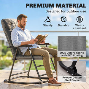 Folding Rocking Chair Set of 2 Padded Rockers with Armrest, Navy Blue – view 19