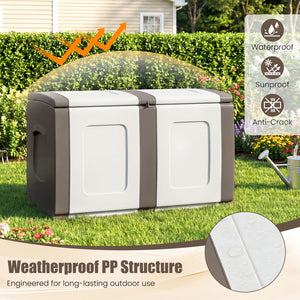 53 Gallon Patio Container with Lockable Lid, for Packages and Garden-Beige view 8
