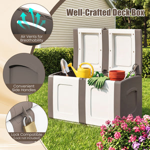 53 Gallon Patio Container with Lockable Lid, for Packages and Garden-Beige view 9