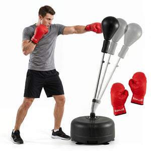 54.5 inches-62 inches Height Adjustable FPunching Bag with Stand for Teens and Adults-Black