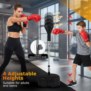 54.5 inches-62 inches Height Adjustable FPunching Bag with Stand for Teens and Adults-Black view 7