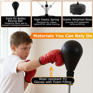 54.5 inches-62 inches Height Adjustable FPunching Bag with Stand for Teens and Adults-Black view 9