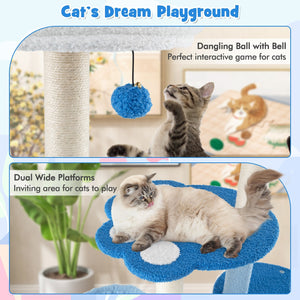 54 Inches Tall Modern Cat Tree Tower for Indoor Cats-Blue view 8