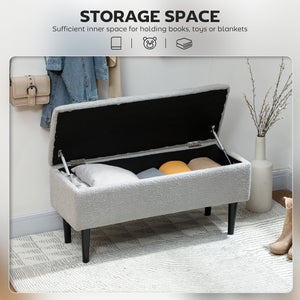 Modern Storage Bench, Ottoman with Storage and Lamb's Wool Upholstery for Living Room, Bedroom, Black – view 17