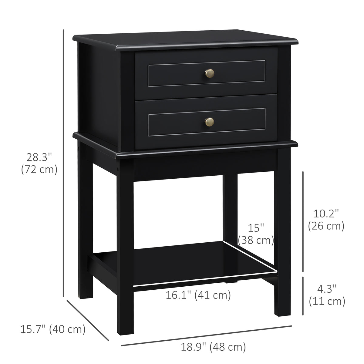 Modern Sofa Side Table, Accent End Table with Drawers and Storage Shelf – view 2