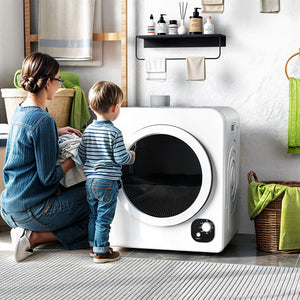 Compact Laundry Dryer, 1300W Portable Clothes Dryer with 4 Drying Modes, Stainless Steel Tub, White