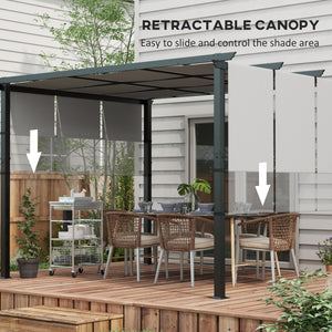 10' x 10' Metal Pergola, Outdoor Pergola with Retractable Canopy, for Garden, Patio, Backyard, Deck – view 24