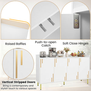55 inches Buffet Cabinet with 4 Doors and 5 Metal Legs Modern Credenza-White view 9