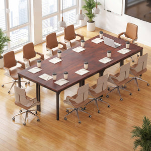 55 Inch Conference Table with Heavy-duty Metal Frame-Brown view 3
