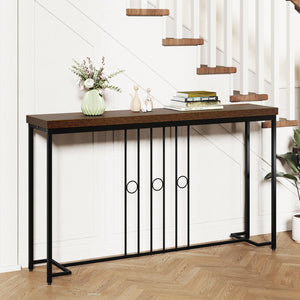 55 inches Industrial Console Table with H-Shaped Base-Brown view 2