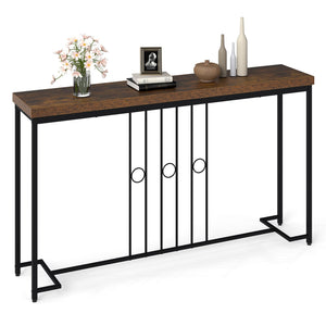 55 inches Industrial Console Table with H-Shaped Base-Brown view 4