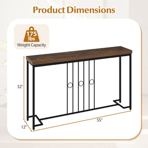 55 inches Industrial Console Table with H-Shaped Base-Brown view 5