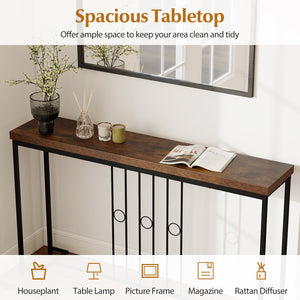 55 inches Industrial Console Table with H-Shaped Base-Brown view 6