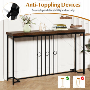 55 inches Industrial Console Table with H-Shaped Base-Brown view 7