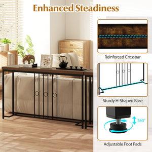 55 inches Industrial Console Table with H-Shaped Base-Brown view 8