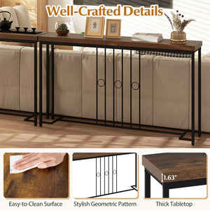 55 inches Industrial Console Table with H-Shaped Base-Brown view 9