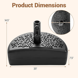 55 LBS Half Round Patio Umbrella Base, for Deck Lawn Poolside-Black view 4