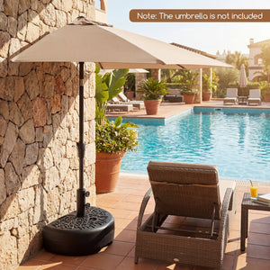 55 LBS Half Round Patio Umbrella Base, for Deck Lawn Poolside-Black view 5