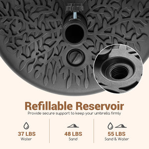 55 LBS Half Round Patio Umbrella Base, for Deck Lawn Poolside-Black view 7