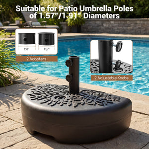 55 LBS Half Round Patio Umbrella Base, for Deck Lawn Poolside-Black view 9