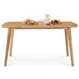 55 inches Solid Wood Dining Table for 4-6 People with Rounded Edges-Natural view 3