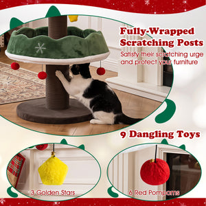56.5 Inch Multi-Level Cat Tower with Fully-wrapped Scratching Posts-Green view 9