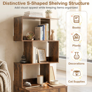 56 Inch Tall Cat Litter Box Enclosure with Storage-Rustic Brown view 7