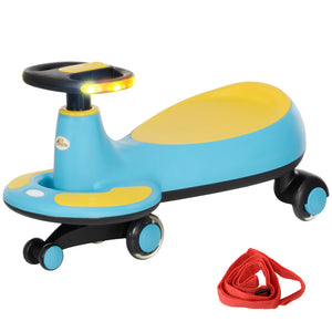 Qaba Kids Wiggle Car w/ Parent Traction Rope, Music, Light